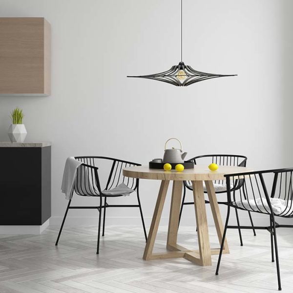 Luminaire suspension Singing Black design bois Made in France Riff