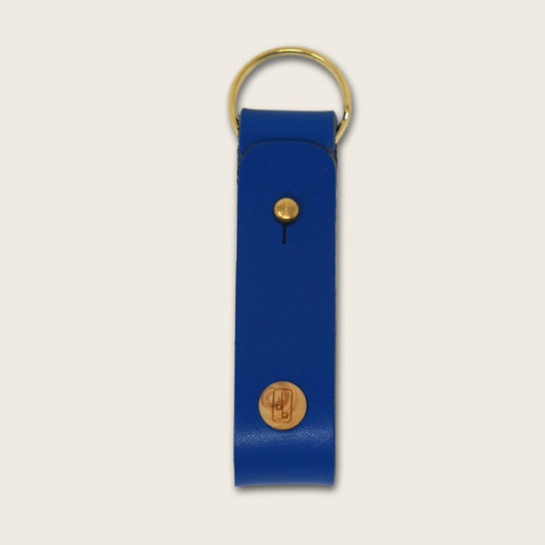 Porte clé bleu électrique en cuir Made in France Damien Béal