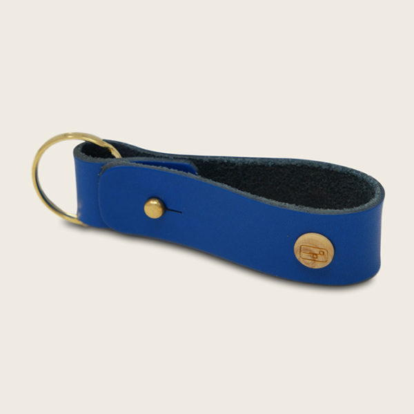 Porte clé bleu électrique en cuir Made in France Damien Béal