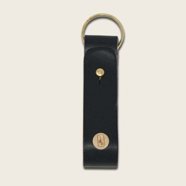 Porte clé noir en cuir Made in France Damien Béal
