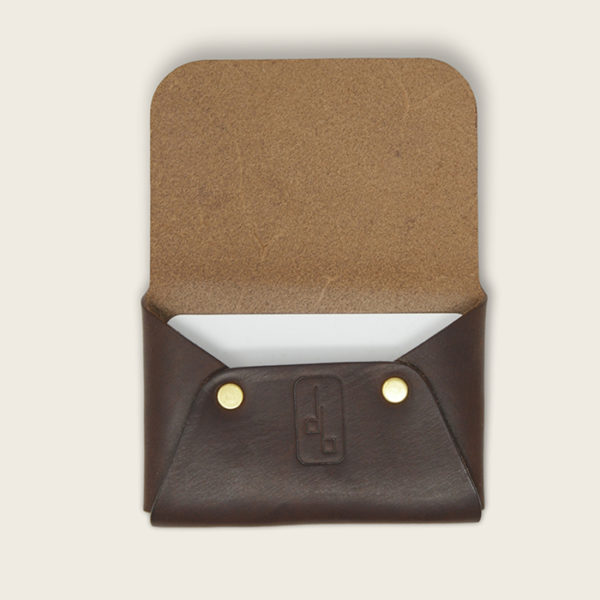 Porte cartes enveloppe en cuir chocolat Made in France Damien Béal