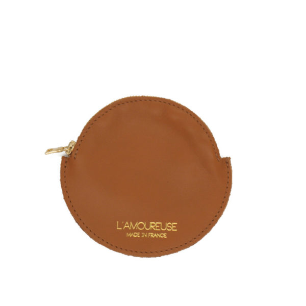 Porte monnaie en cuir camel pour femme L'Amoureuse Made in France