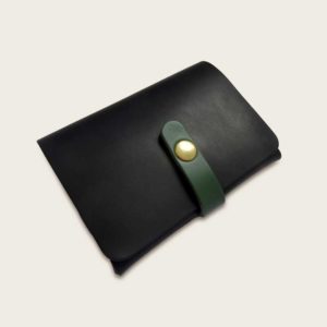 Porte feuille noir en cuir noir et vert Damien Béal Made in France