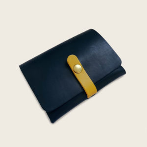 Porte cartes en cuir noir et jaune Damien Béal Made in France