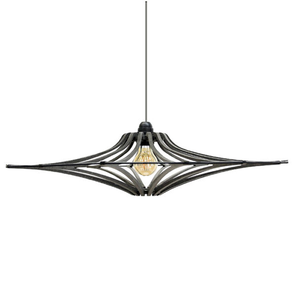 Luminaire suspension Singing Black design bois Made in France Riff