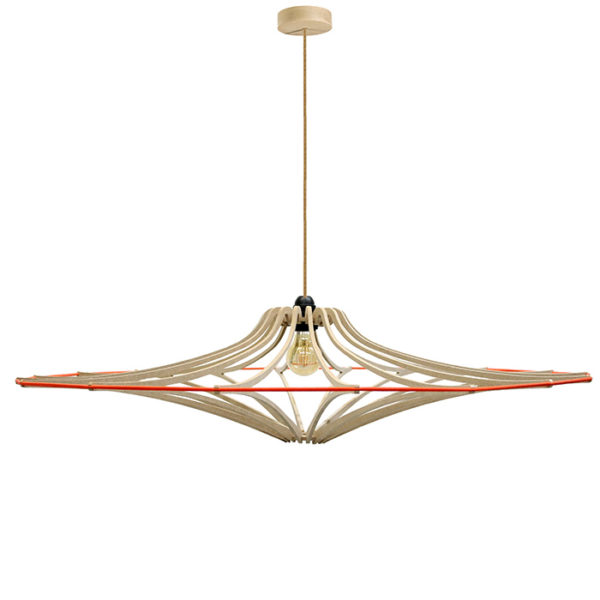 Luminaire suspension design bois orange Made in France Riff